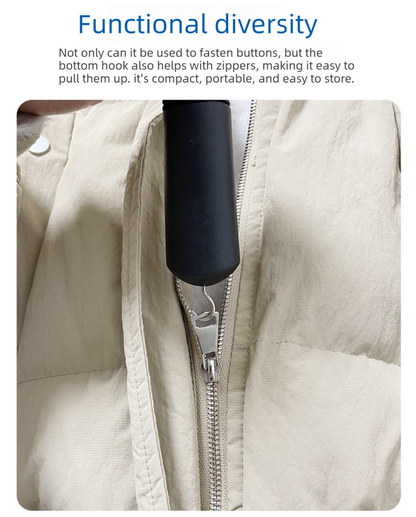 Grey Dressing Aid Tool - Button & Zipper Assistant for Elderly and People with Limited Mobility V888-ELOSUNG47092