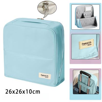 Blue Magnetic Compartmentalized Standing Cosmetic Bag - Large Capacity with Mirror, Travel Makeup Organizer V888-ELOSUNG47106
