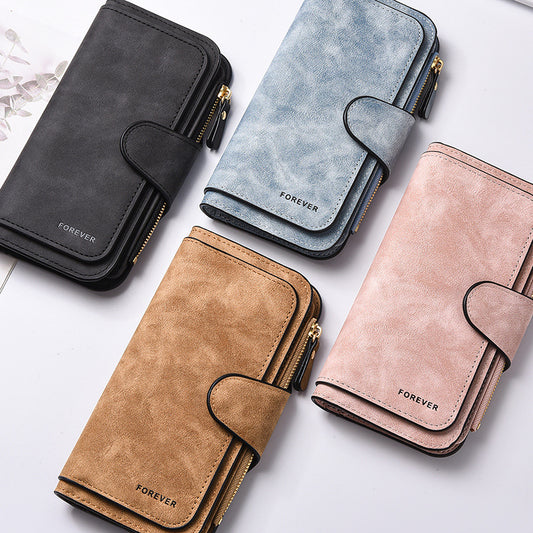 Black Stylish Large-Capacity Women's Long Wallet - Vintage PU Leather Clutch with Zipper and Snap Closure V888-ELOSUNG47112