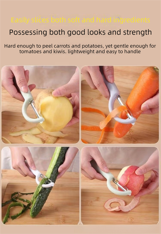 2 Pcs Grey Multi-Functional Vegetable & Fruit Peeler - Stainless Steel Blade with Ergonomic PP Handle (60g) V888-ELOSUNG47119