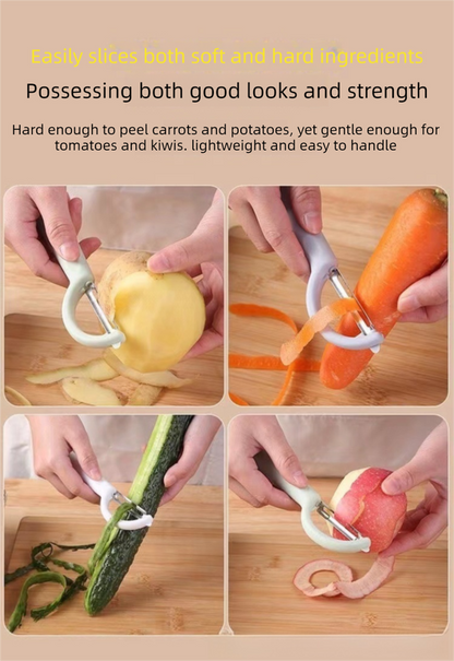 2 Pcs Dark Grey Multi-Functional Vegetable & Fruit Peeler - Stainless Steel Blade with Ergonomic PP Handle V888-ELOSUNG47121