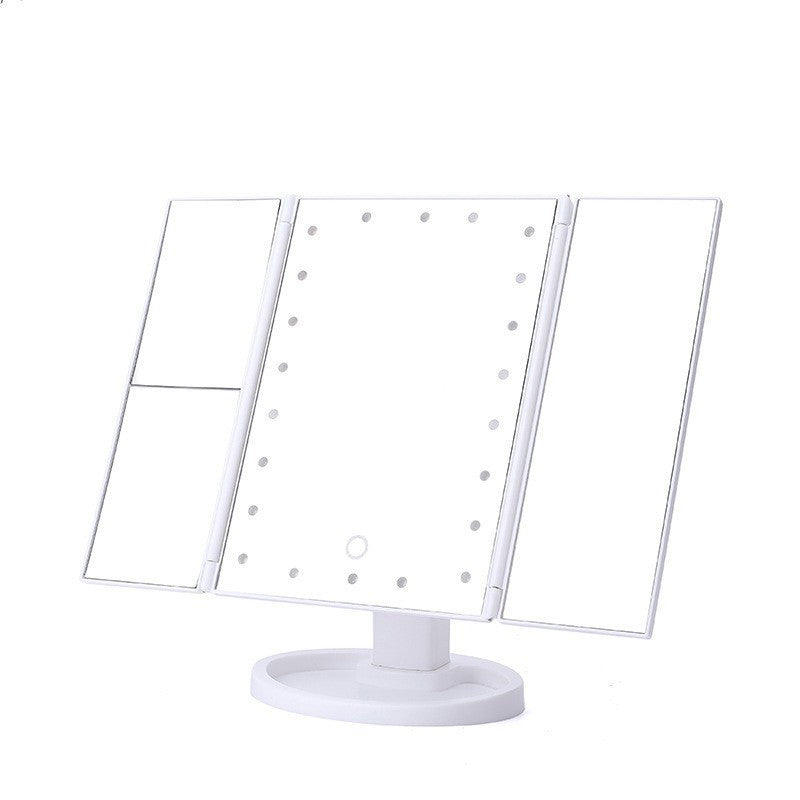 White 360 degrees Rotating LED Tri-Fold Makeup Mirror - 22-Bulb Illuminated Vanity Mirror with 1X/2X/3X V888-ELOSUNG47122