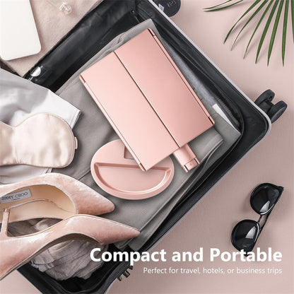 White 360 degrees Rotating LED Tri-Fold Makeup Mirror - 22-Bulb Illuminated Vanity Mirror with 1X/2X/3X V888-ELOSUNG47122