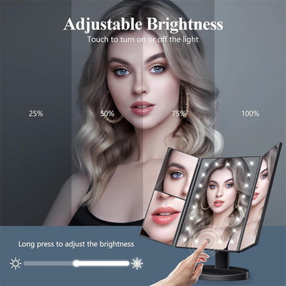 White 360 degrees Rotating LED Tri-Fold Makeup Mirror - 22-Bulb Illuminated Vanity Mirror with 1X/2X/3X V888-ELOSUNG47122