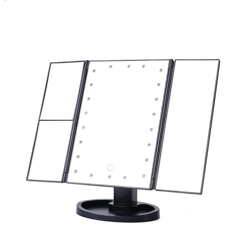 Black 360 degrees Rotating LED Tri-Fold Makeup Mirror - 22-Bulb Illuminated Vanity Mirror with 1X/2X/3X V888-ELOSUNG47123
