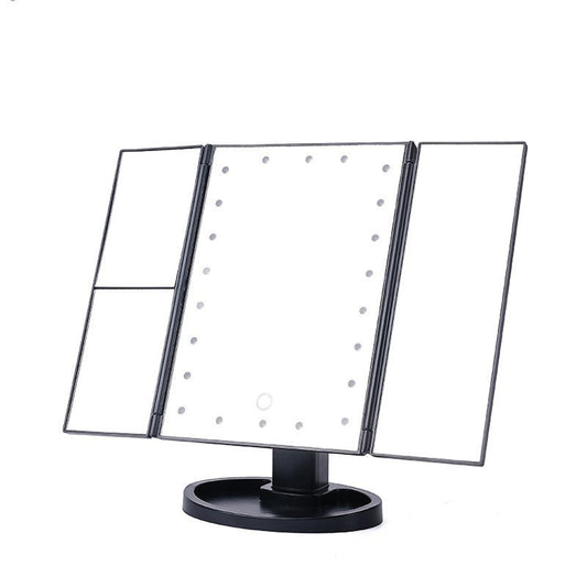 Black 360 degrees Rotating LED Tri-Fold Makeup Mirror - 22-Bulb Illuminated Vanity Mirror with 1X/2X/3X V888-ELOSUNG47123