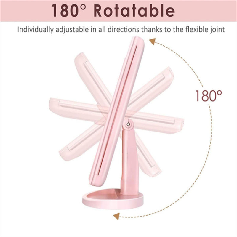 Pink 360 degrees Rotating LED Tri-Fold Makeup Mirror - 22-Bulb Illuminated Vanity Mirror with 1X/2X/3X V888-ELOSUNG47124