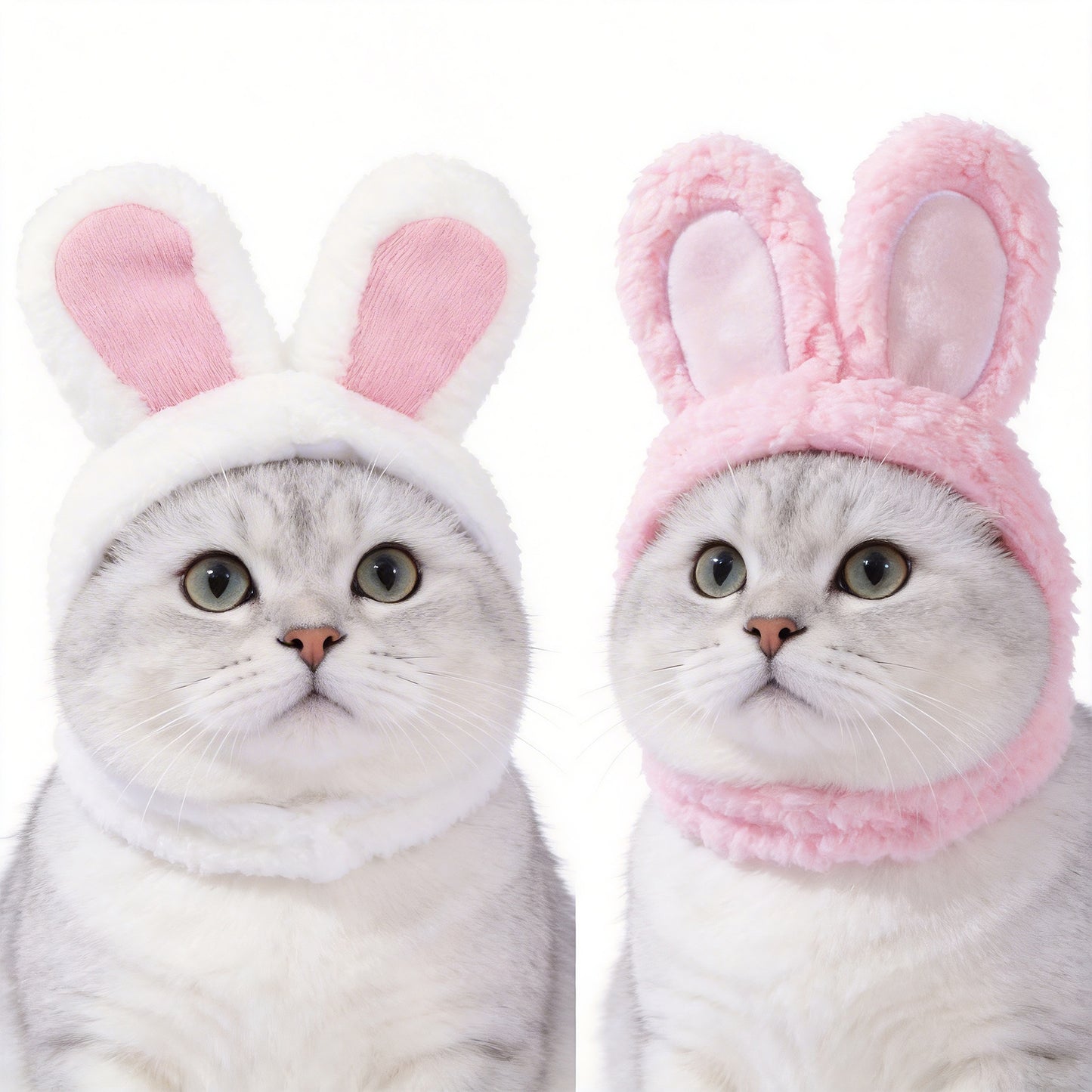 2 Pcs Pink Adorable Bunny Ears Cat Hat - Soft Plush Pet Costume Headband for Cats V888-ELOSUNG47125
