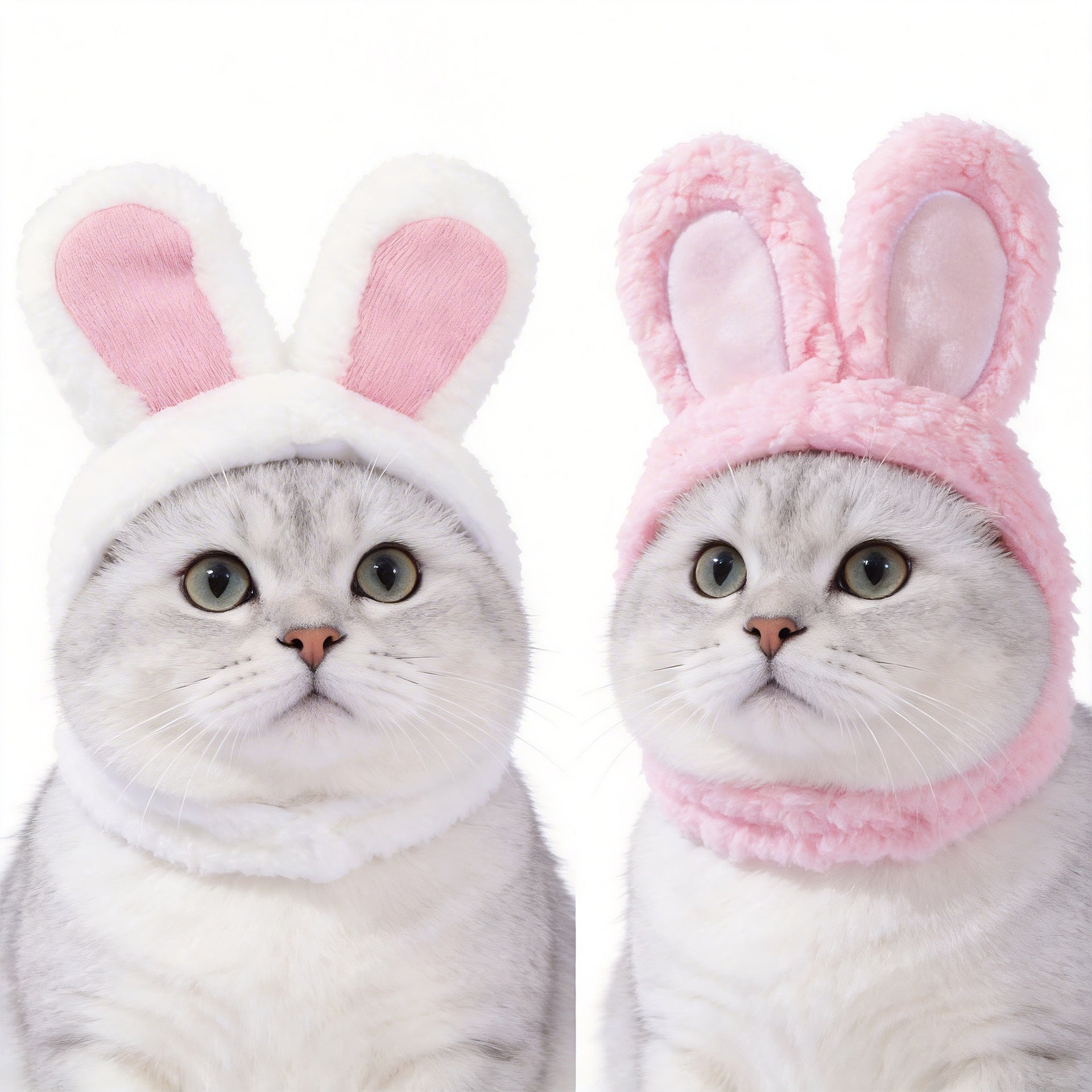 2 Pcs Pink Adorable Bunny Ears Cat Hat - Soft Plush Pet Costume Headband for Cats V888-ELOSUNG47125
