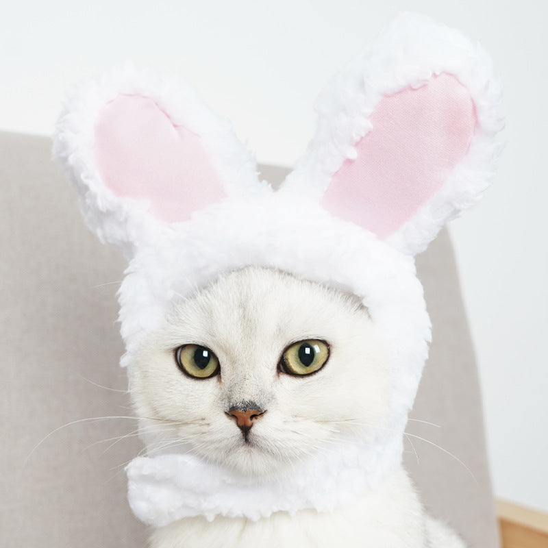 2 Pcs White Adorable Bunny Ears Cat Hat - Soft Plush Pet Costume Headband for Cats V888-ELOSUNG47126