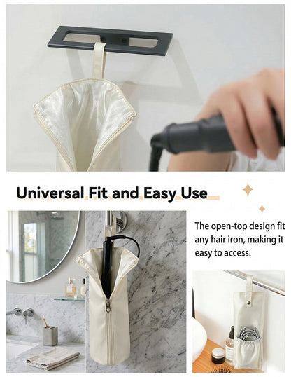 Beige Heat-Resistant Styling Tool Organizer - Compact, Hanging Storage Pouch for Hair Tools V888-ELOSUNG47140