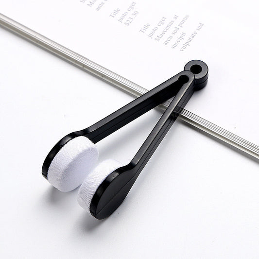 10 Pcs Black Portable Eyeglass Cleaning Clip - Dual-Sided Microfiber Tongs for Safe, Streak-Free Lens Care V888-ELOSUNG47153