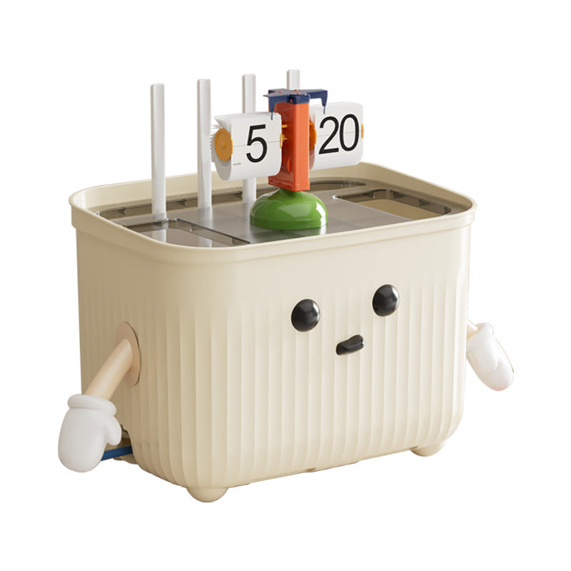 Beige Router Storage Box - Multi-Layer Cable Management Organizer for Home Wi-Fi Equipment V888-ELOSUNG47156