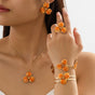 Orange Floral Enamel Jewelry Set - Five-Piece Alloy Accessory Collection with Minimalist Botanical Design V888-ELOSUNG47160