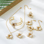 White Floral Enamel Jewelry Set - Five-Piece Alloy Accessory Collection with Minimalist Botanical Design V888-ELOSUNG47162