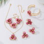 White Floral Enamel Jewelry Set - Five-Piece Alloy Accessory Collection with Minimalist Botanical Design V888-ELOSUNG47163
