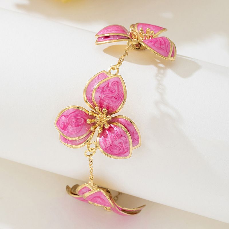 White Floral Enamel Jewelry Set - Five-Piece Alloy Accessory Collection with Minimalist Botanical Design V888-ELOSUNG47163