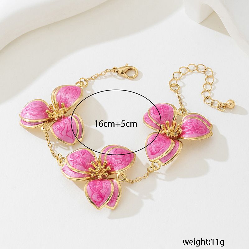White Floral Enamel Jewelry Set - Five-Piece Alloy Accessory Collection with Minimalist Botanical Design V888-ELOSUNG47163