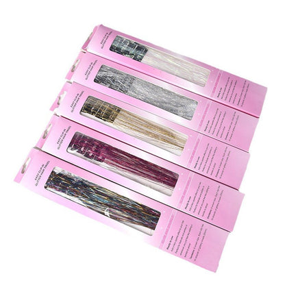 Gold Laser Iridescent Hair Extensions - 12-Piece Clip-In Highlight Strands (High-Temperature Fiber) V888-ELOSUNG47184