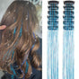 Blue Laser Iridescent Hair Extensions - 12-Piece Clip-In Highlight Strands (High-Temperature Fiber) V888-ELOSUNG47187