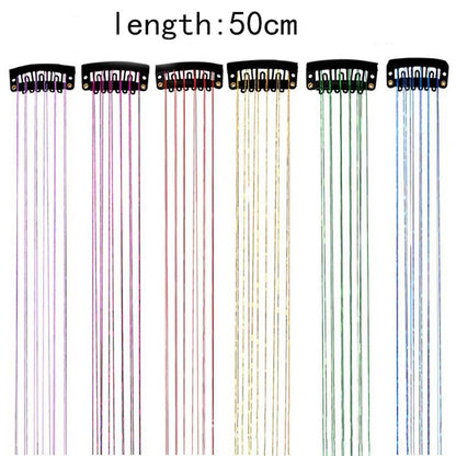 Blue Laser Iridescent Hair Extensions - 12-Piece Clip-In Highlight Strands (High-Temperature Fiber) V888-ELOSUNG47187