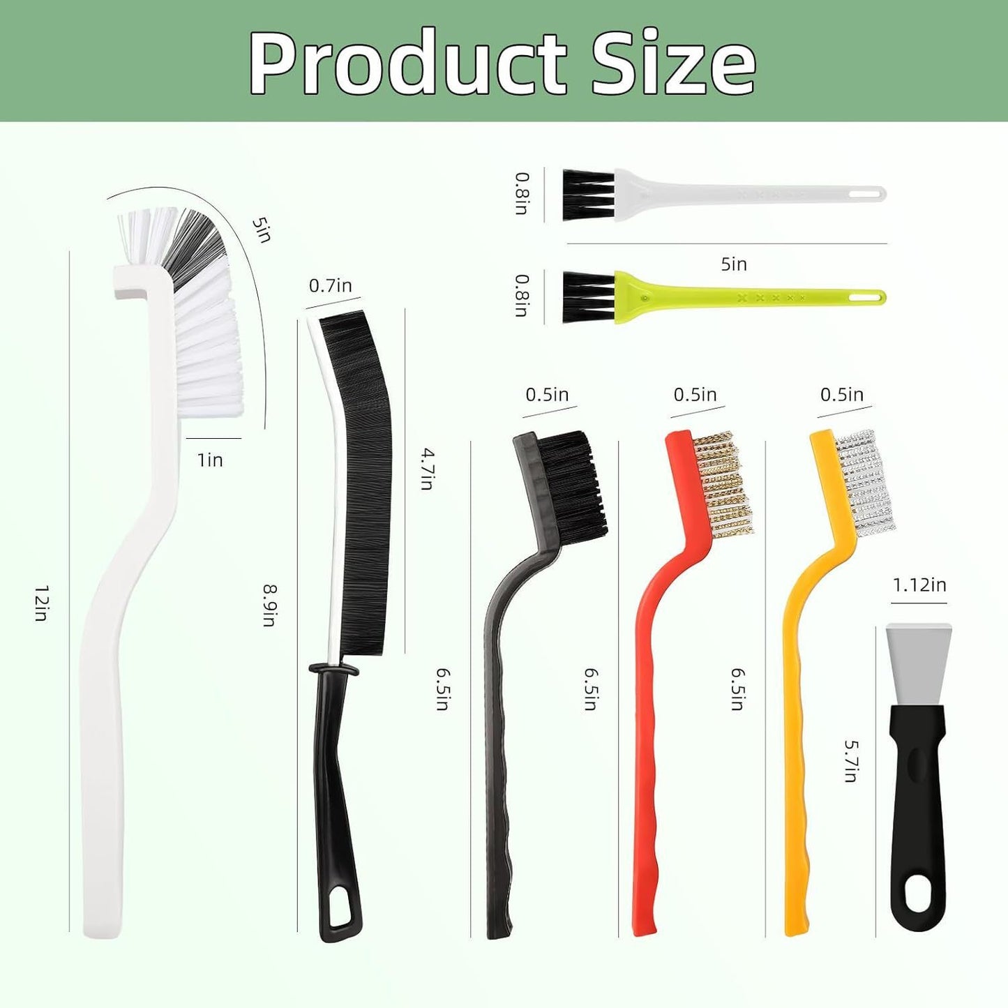 Set B Multi-Use Heavy-Duty Cleaning Brush Set - 12-Piece Hard Bristle Tool Kit for Kitchen, Bathroom & Tight V888-ELOSUNG47193