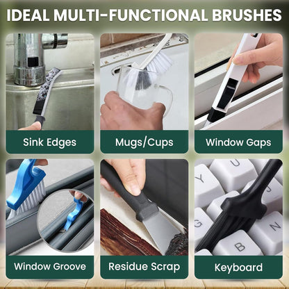 Set B Multi-Use Heavy-Duty Cleaning Brush Set - 12-Piece Hard Bristle Tool Kit for Kitchen, Bathroom & Tight V888-ELOSUNG47193