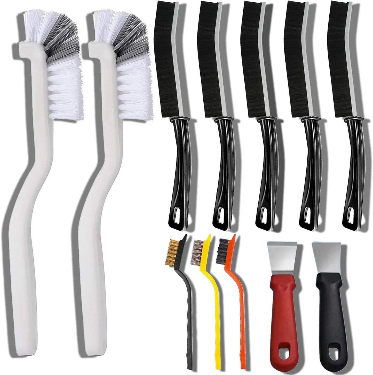 Set C Multi-Use Heavy-Duty Cleaning Brush Set - 12-Piece Hard Bristle Tool Kit for Kitchen, Bathroom & Tight V888-ELOSUNG47194