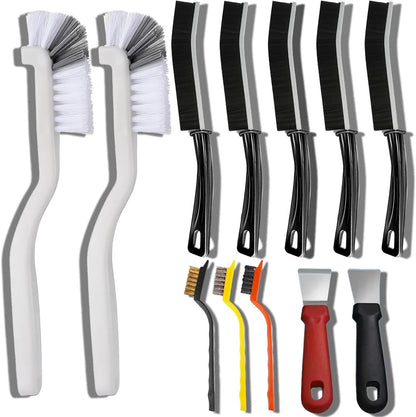 Set C Multi-Use Heavy-Duty Cleaning Brush Set - 12-Piece Hard Bristle Tool Kit for Kitchen, Bathroom & Tight V888-ELOSUNG47194