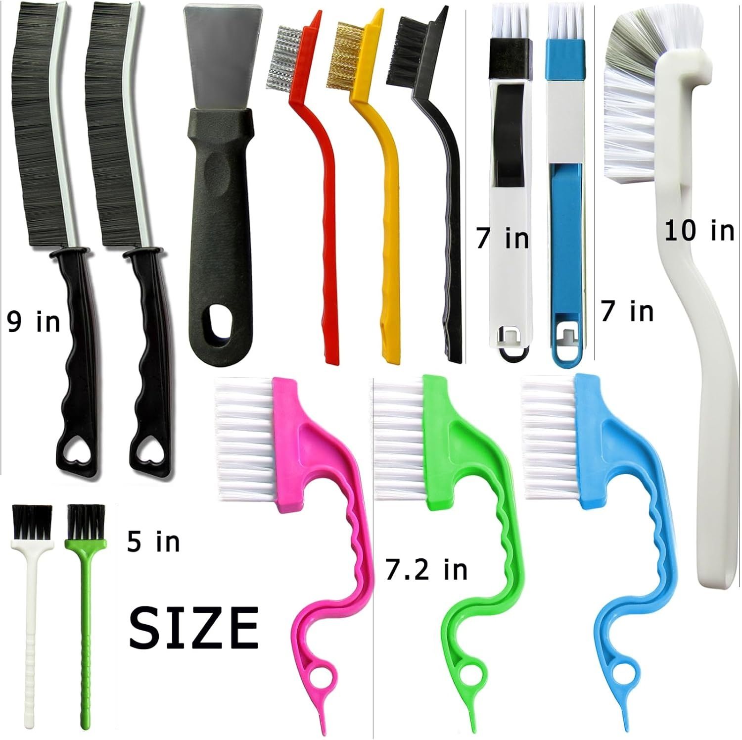 Set A Multi-Use Heavy-Duty Cleaning Brush Set - 14-Piece Hard Bristle Tool Kit for Kitchen, Bathroom & Tight V888-ELOSUNG47195