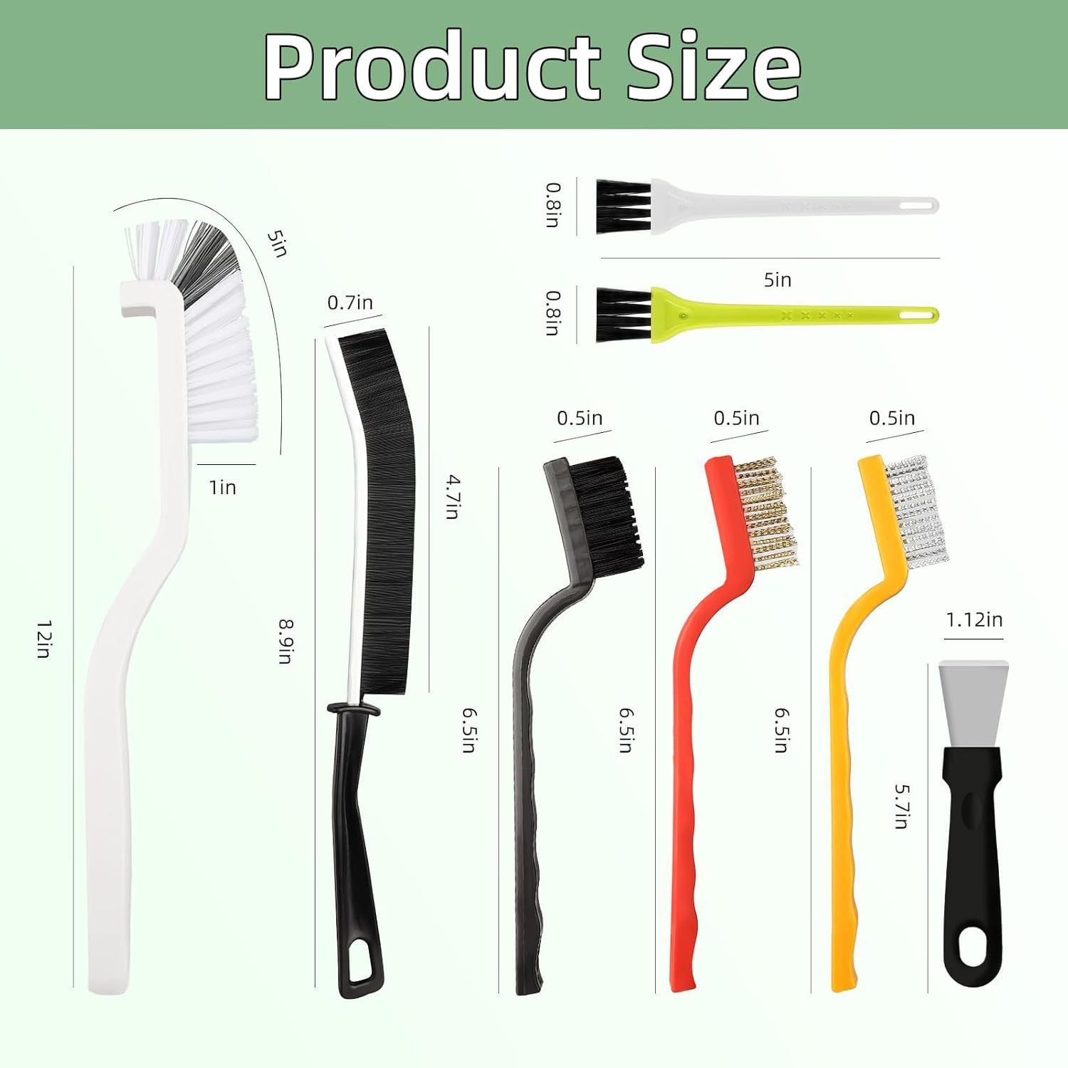 Set A Multi-Use Heavy-Duty Cleaning Brush Set - 14-Piece Hard Bristle Tool Kit for Kitchen, Bathroom & Tight V888-ELOSUNG47195