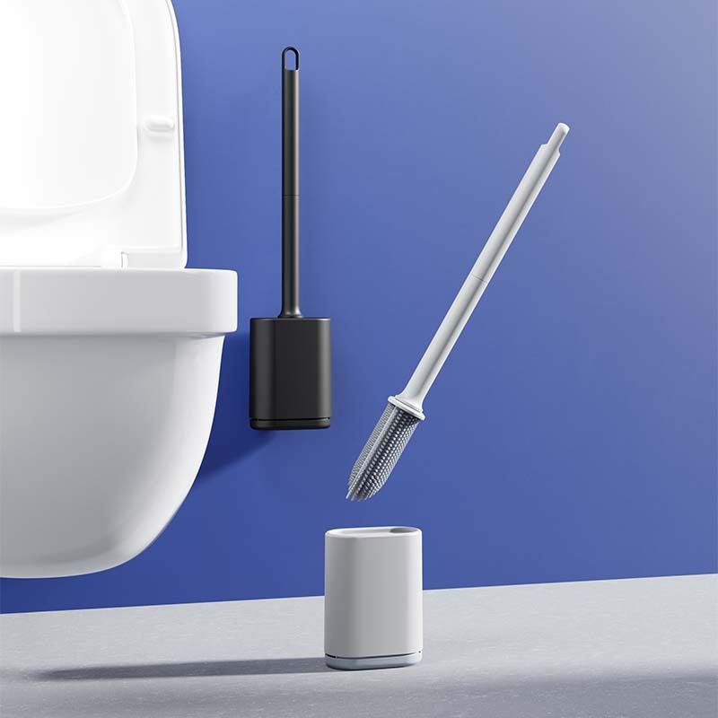 Black Wall-Mountable Toilet Brush Set - Soft-Tip 360 degrees Cleaning System V888-ELOSUNG47198