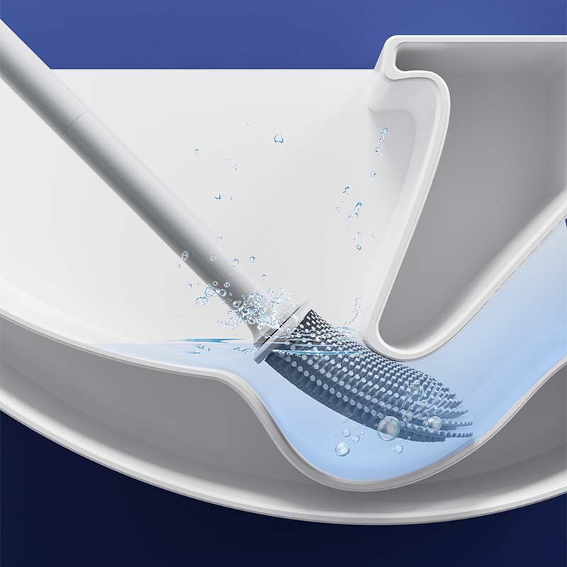 2 Pcs (Black + White) Wall-Mountable Toilet Brush Set - Soft-Tip 360 degrees Cleaning System V888-ELOSUNG47199