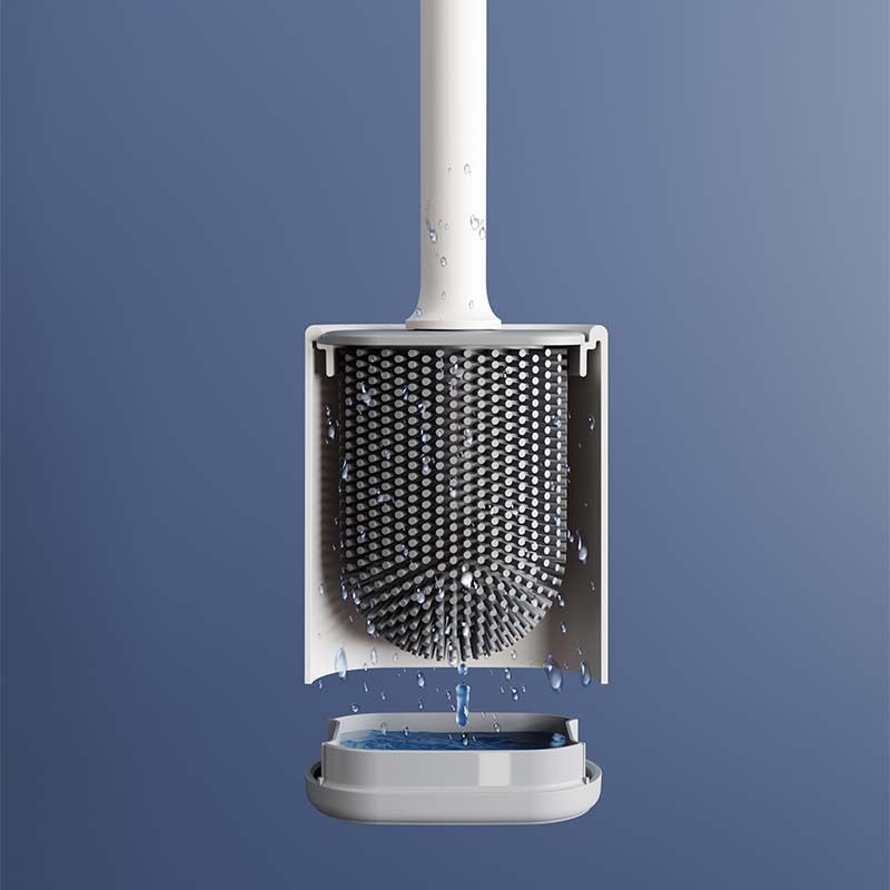 2 Pcs (Black + White) Wall-Mountable Toilet Brush Set - Soft-Tip 360 degrees Cleaning System V888-ELOSUNG47199