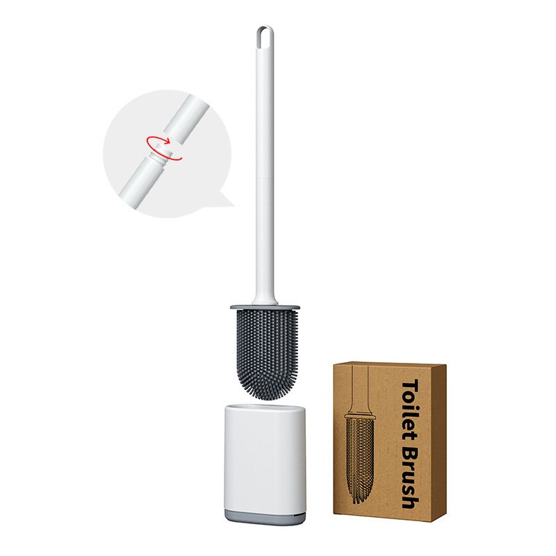 2 Pcs (Black + White) Wall-Mountable Toilet Brush Set - Soft-Tip 360 degrees Cleaning System V888-ELOSUNG47199