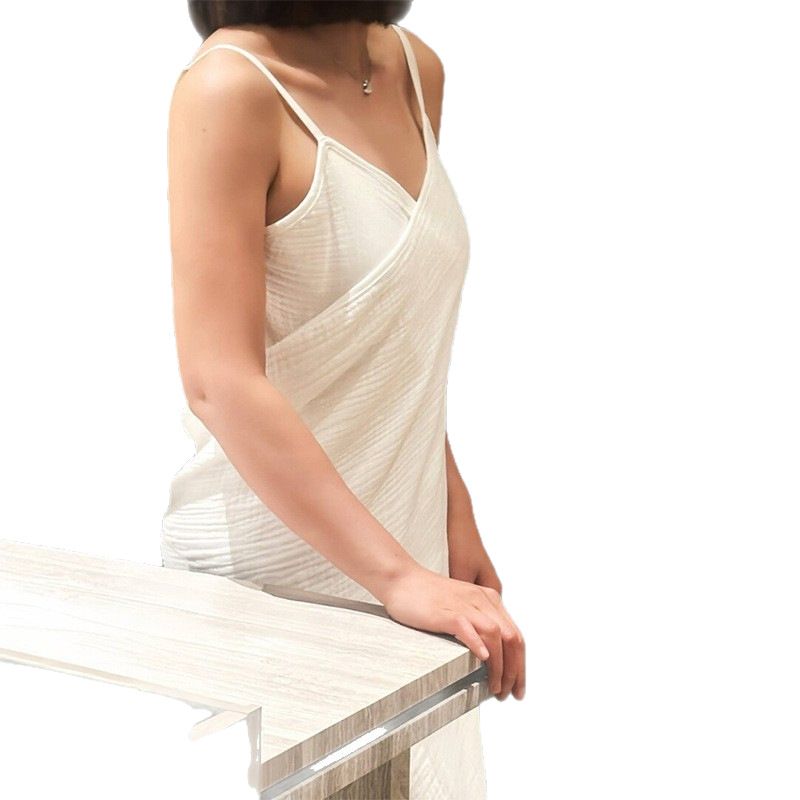 White Linen-Feel Cotton Gauze Bath Wrap - Lightweight, Breathable & Absorbent (65x170 cm) V888-ELOSUNG47205