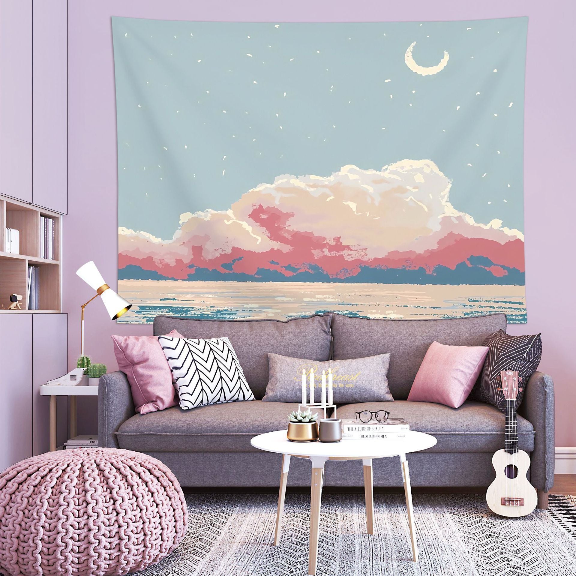 Sunset over a meadow Wall Tapestry 200x150cm - Soft Plush Fabric Hanging for Bedroom, Living Room, Dorm Decor V888-ELOSUNG47220