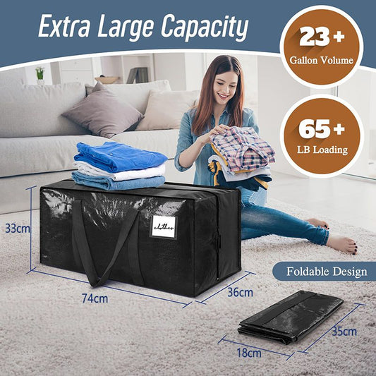 1 Pack Extra Heavy Duty Large Moving Bags with Strong Zipper & Comfortable Handles, Sturdy & Durable Clothes V888-ELOSUNG47230