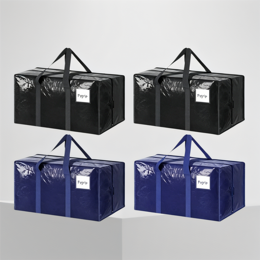 4 Pack ( 2 Dark Blue+2 Black ) Extra Heavy Duty Large Moving Bags with Strong Zipper & Comfortable Handles, V888-ELOSUNG47235