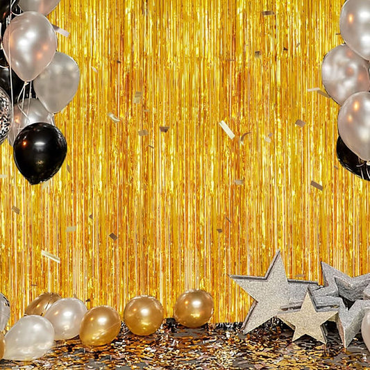 10 Pcs Blue Shiny Tinsel Foil Fringe Curtain - 1m x 2m Metallic Streamer Backdrop for Birthday Parties, V888-ELOSUNG47244