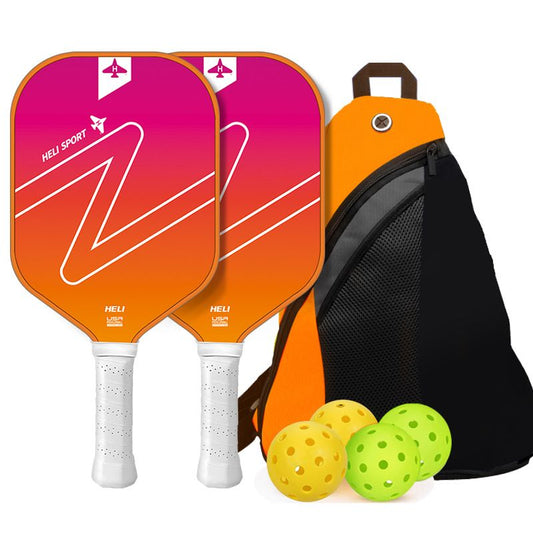 Orange and Pink Gradient Pickleball Paddle Set - Fiberglass Paddles with PP Honeycomb Core, 2 Paddles 4 Balls V888-ELOSUNG47269