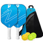 Blue Gradient Pickleball Paddle Set - Fiberglass Paddles with PP Honeycomb Core, 2 Paddles 4 Balls & Carry Bag V888-ELOSUNG47270