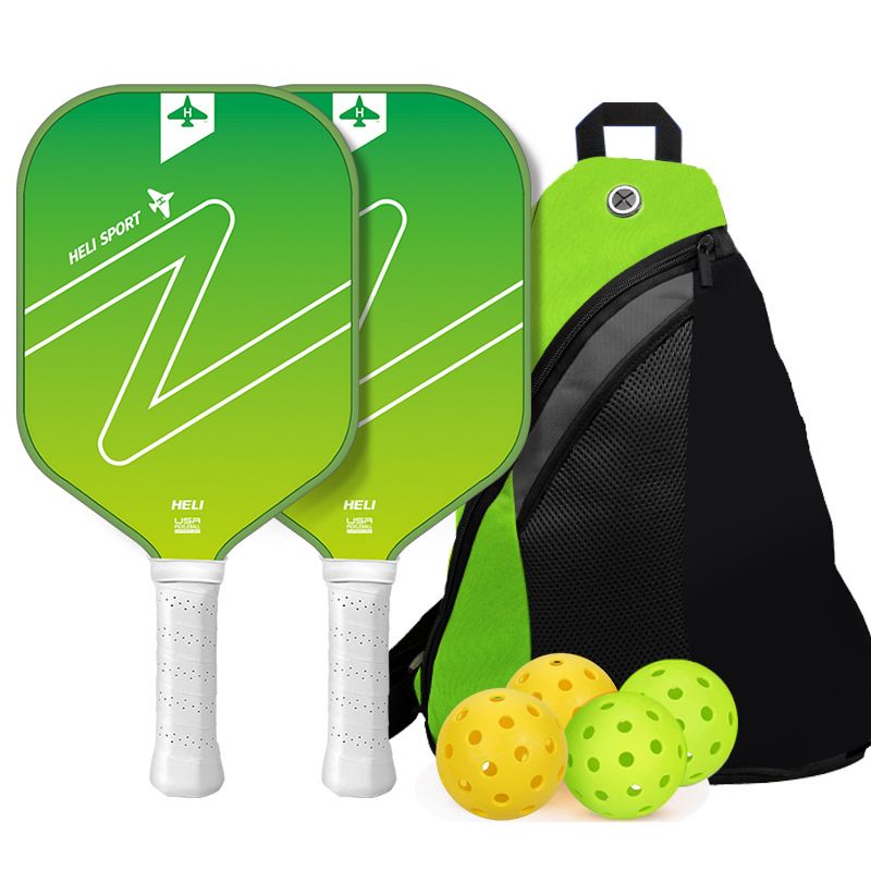 Green Gradient Pickleball Paddle Set - Fiberglass Paddles with PP Honeycomb Core, 2 Paddles 4 Balls & Carry V888-ELOSUNG47271