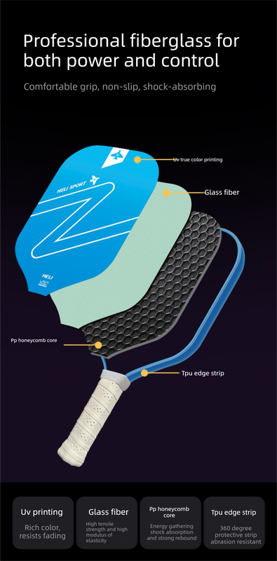 Green Gradient Pickleball Paddle Set - Fiberglass Paddles with PP Honeycomb Core, 2 Paddles 4 Balls & Carry V888-ELOSUNG47271