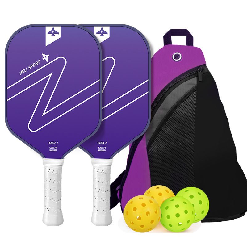 Purple Gradient Pickleball Paddle Set - Fiberglass Paddles with PP Honeycomb Core, 2 Paddles 4 Balls & Carry V888-ELOSUNG47272