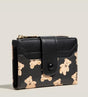Black Cute Bear Print Bifold Wallet - PU Leather & Polyester Card Holder with Zip Coin Purse & ID Window - V888-ELOSUNG47274