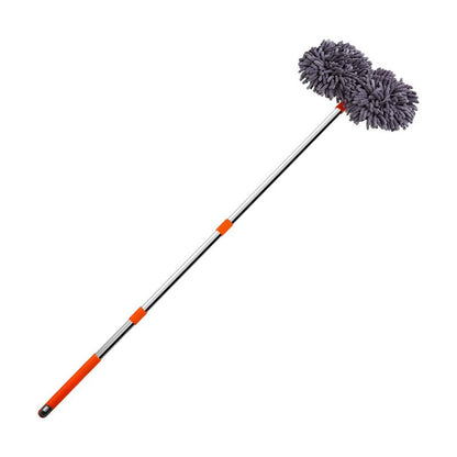 Orange and Grey Telescopic Dual-Head Car Wash Brush with 360 degrees Rotating Chenille Mop Head - Long Handle V888-ELOSUNG47282
