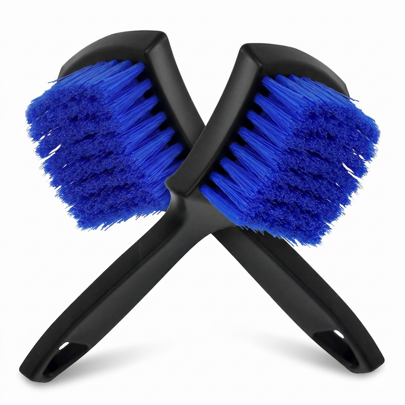 Blue Car Tire & Detailing Brush - 2-Pack Stiff Bristle Scrubber for Wheels, Mats, and Upholstery V888-ELOSUNG47285