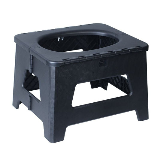 Black Large Portable Folding Camping Toilet Stool - Capacity Emergency Potty for Car, Outdoor Travel, and V888-ELOSUNG47287