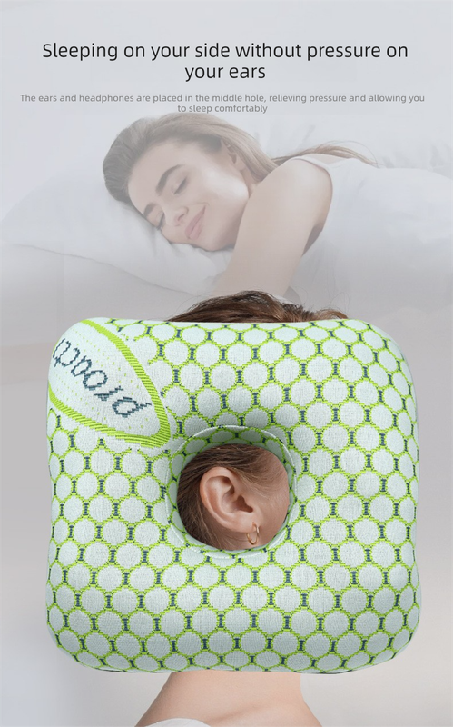 Light Gold Ear Piercing Pillow - Soft Side Sleeper Cushion with Hollow Center for Pressure Relief, V888-ELOSUNG47294